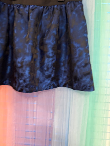 XXI blue and black abstract-print skirt with wide black waistband
