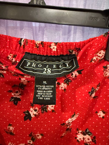 Project 28 label showing size XL and 97 percent polyester 3 percent spandex