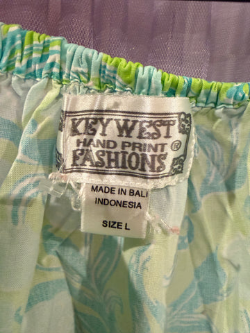 Key West Hand Print Fashions interior brand label and size L tag