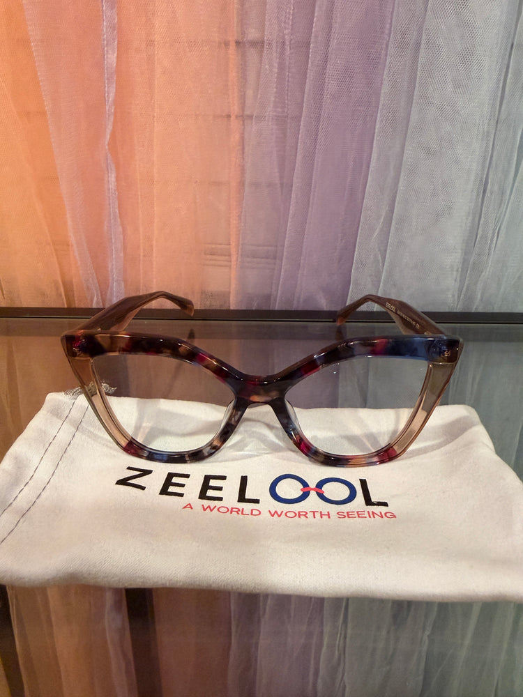 Front view of ZEELOOL multicolor cat-eye prescription eyeglasses