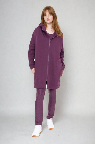 Cozy Comfort Zip Up Hoodie Jacket Burgundy