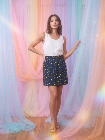 J.Crew Navy Lemon Print Skirt – Size 14 – Pre-Loved