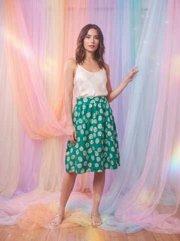 The Limited Teal Abstract Dot Print Skirt – Size M – Pre-Loved
