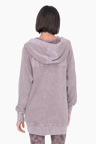 Oversized Waffle Knit Zip-Up Hoodie