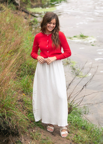 Mason Red Button Up Cardigan