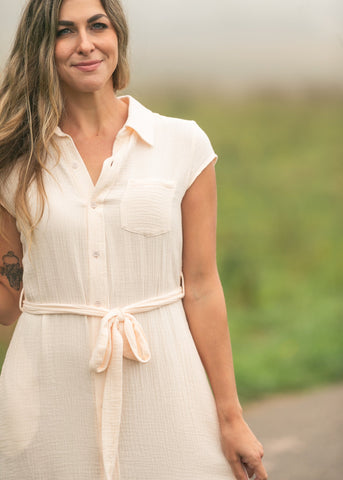 Willow Blush Pink Cotton Gauze Midi Dress