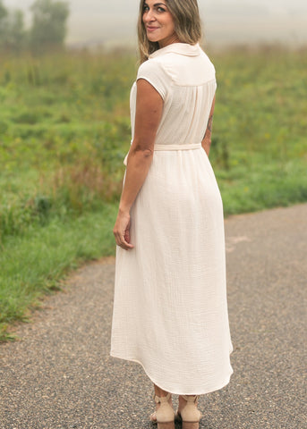 Willow Blush Pink Cotton Gauze Midi Dress